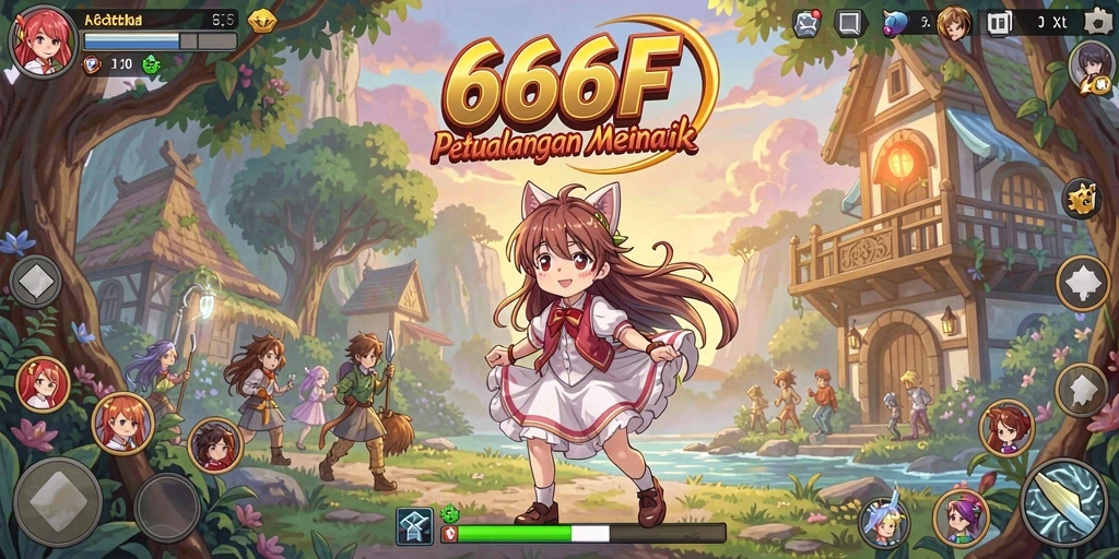 Tampilan aksi seru dalam gameplay 666F dengan karakter Anime favorit.