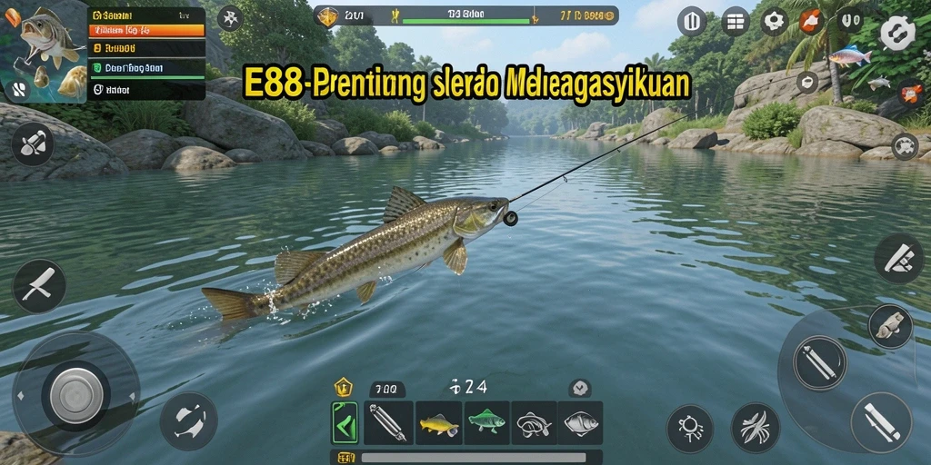 Tampilan menarik gameplay E88 saat menangkap ikan.