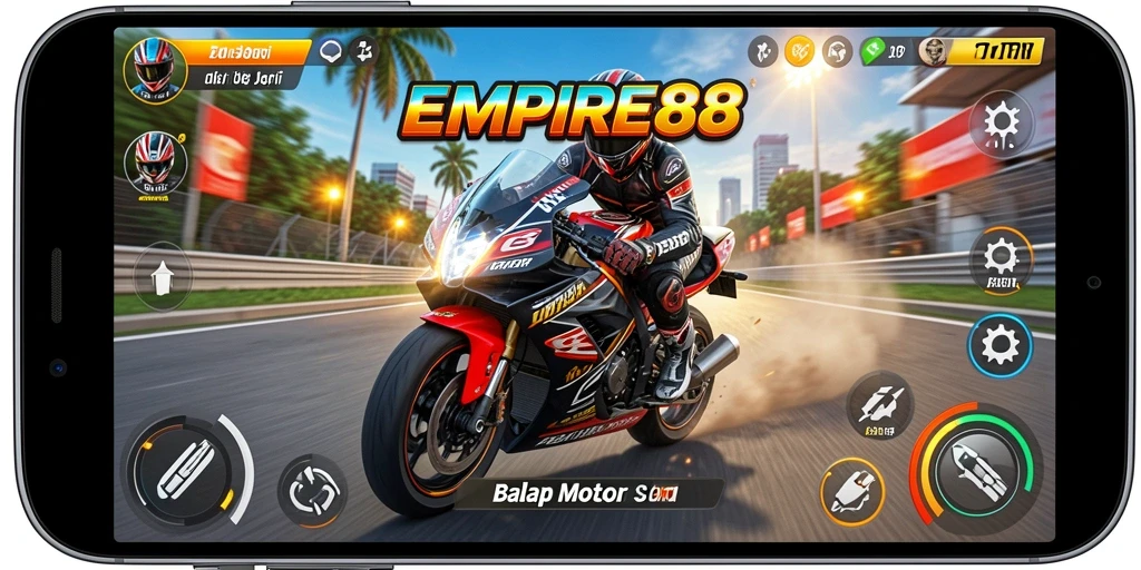 Gameplay mendebarkan dengan balapan motor yang seru.