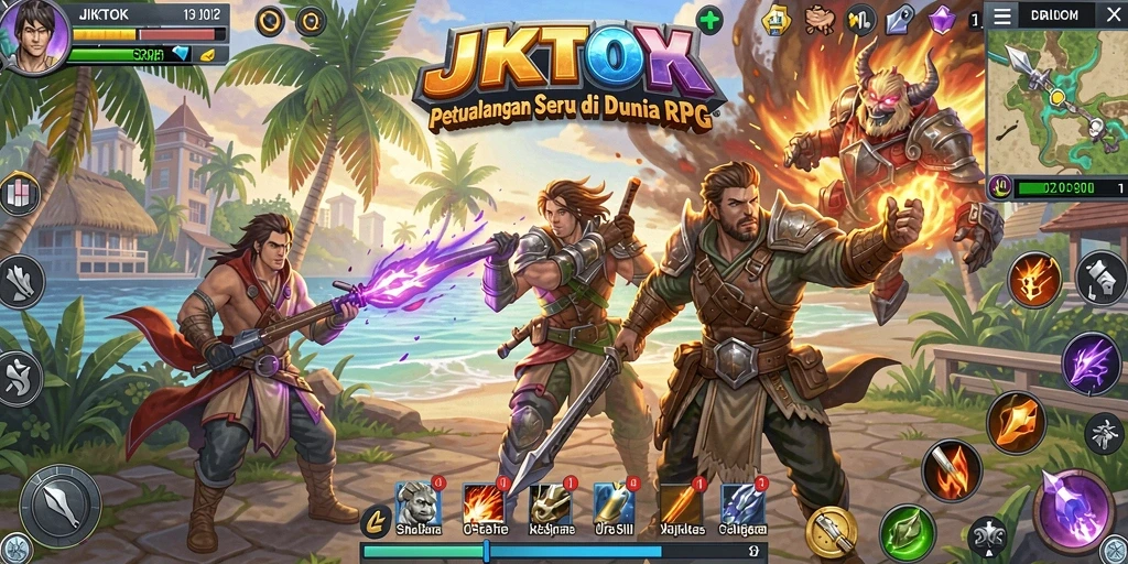 Screenshot gameplay JKTOK menunjukkan aksi pertarungan seru dan karakter yang menarik.