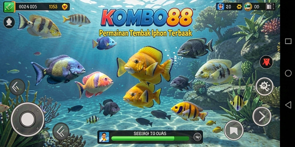 Tampilan gameplay seru di KOMBO88 saat menembak ikan.