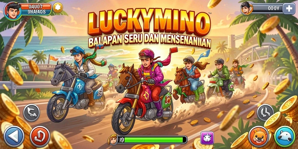 Tampilan gameplay balapan seru di LUCKYMINO.