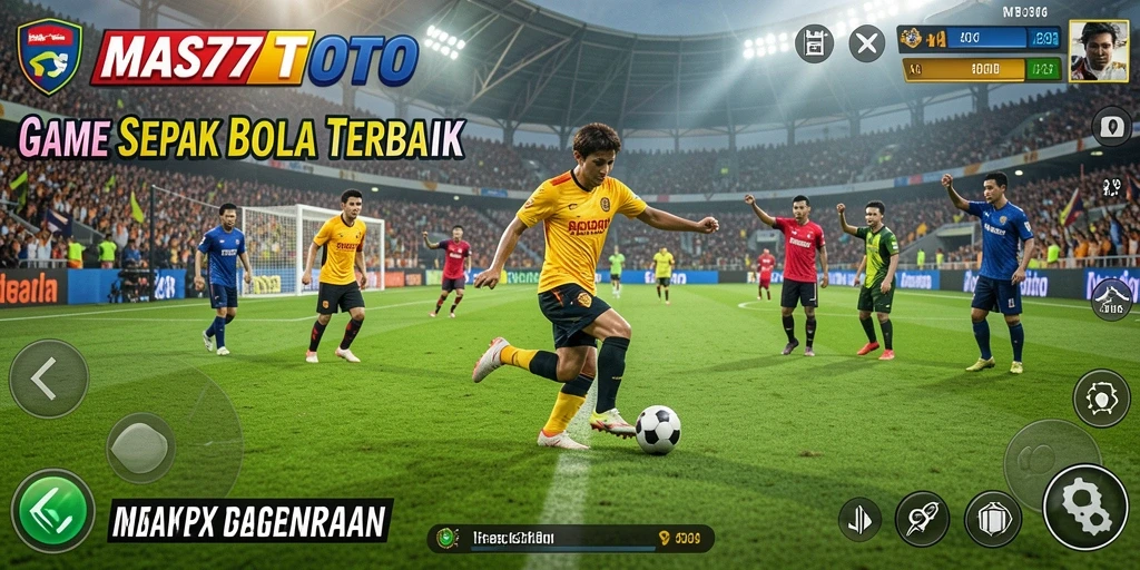 Tangkapan layar MAS77TOTO menampilkan aksi seru gameplay sepak bola.