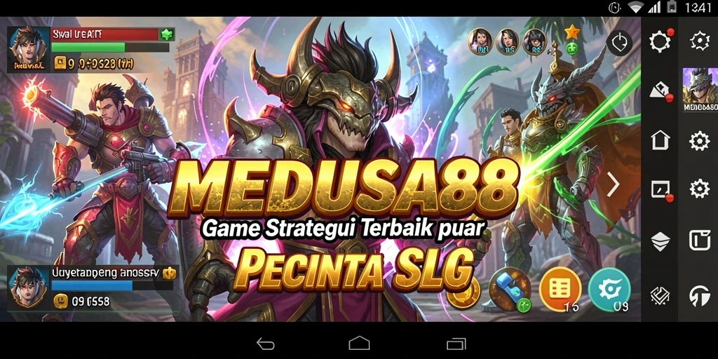 Tampilan screenshot utama MEDUSA88 yang menunjukkan pertempuran strategi yang seru.