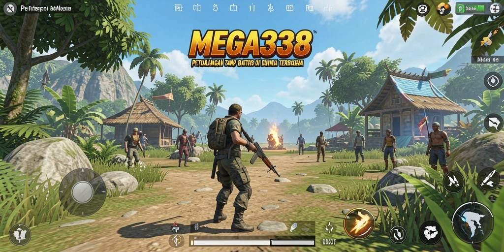 Screenshot gameplay MEGA338 saat menjelajahi dunia terbuka.