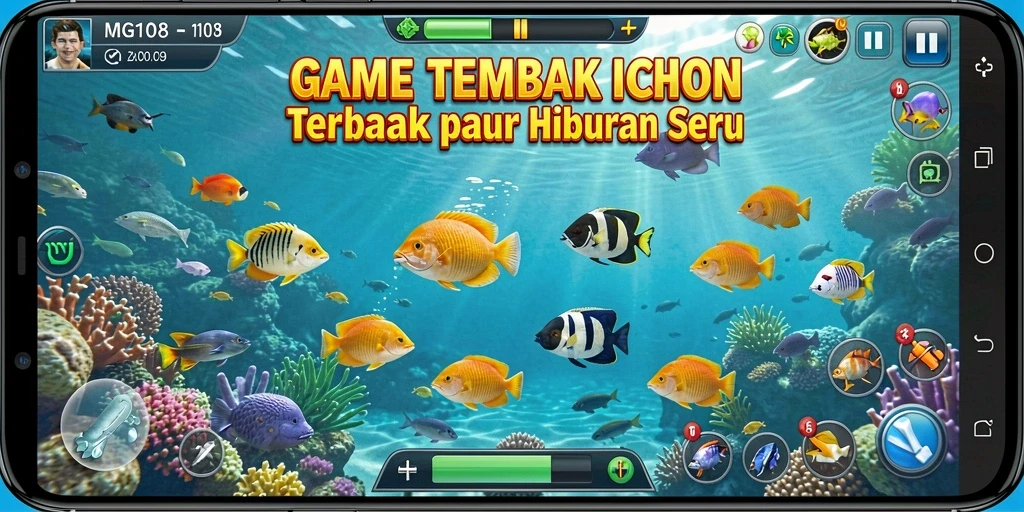 Menampilkan gameplay seru menembak ikan di dalam lautan.