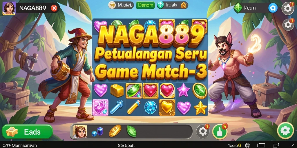 Gameplay seru NAGA889 dengan permata berwarna-warni di layar.