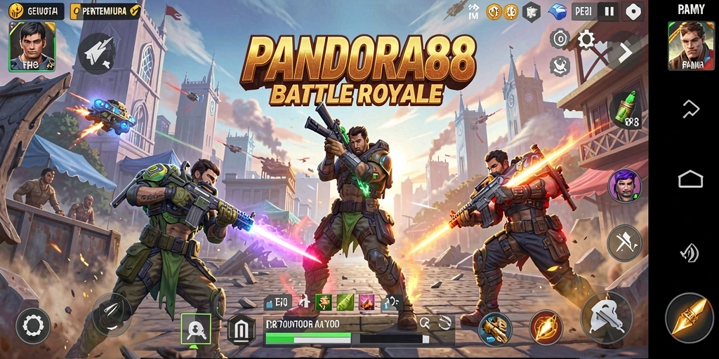 Screenshot gameplay PANDORA88 yang mendebarkan dalam pertarungan Battle Royale.
