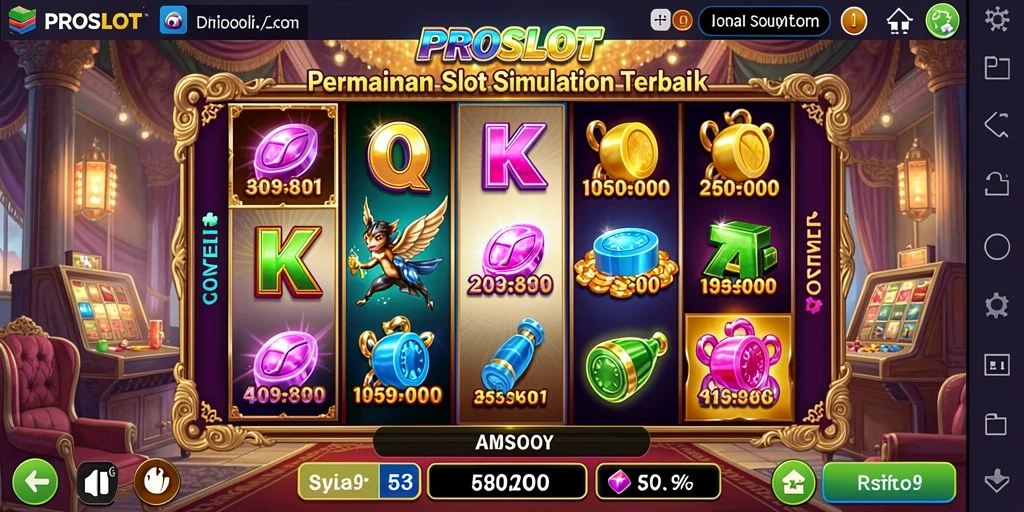Tangkapan layar permainan PROSLOT dengan tampilan mesin slot yang menarik.
