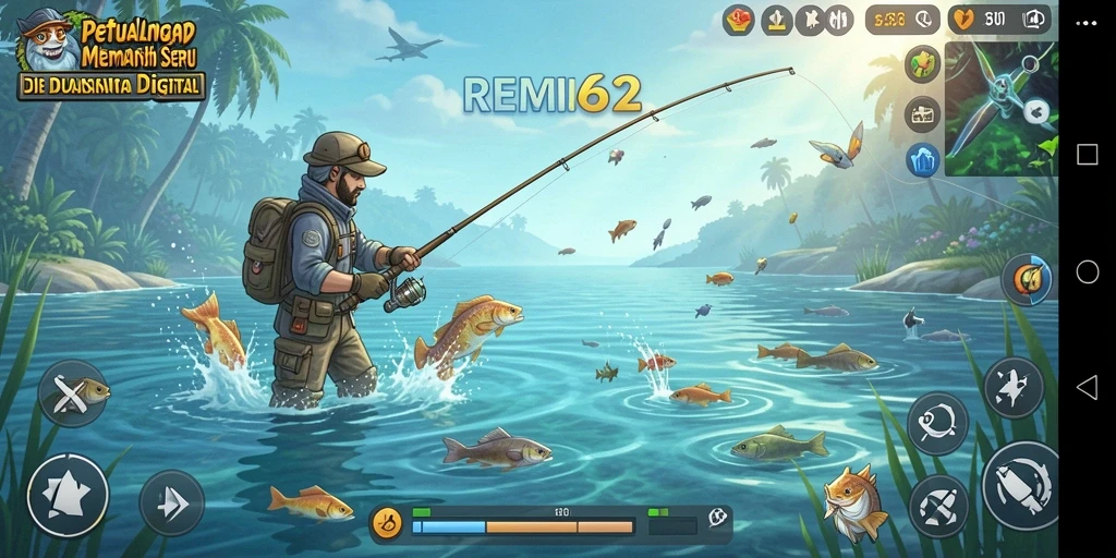 Screenshot REMI62 menampilkan momen menangkap ikan yang mendebarkan.