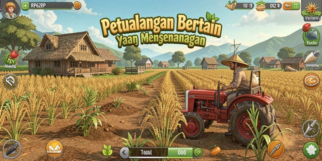 Tampilan gameplay RP62RP yang menakjubkan dengan kegiatan bertani.
