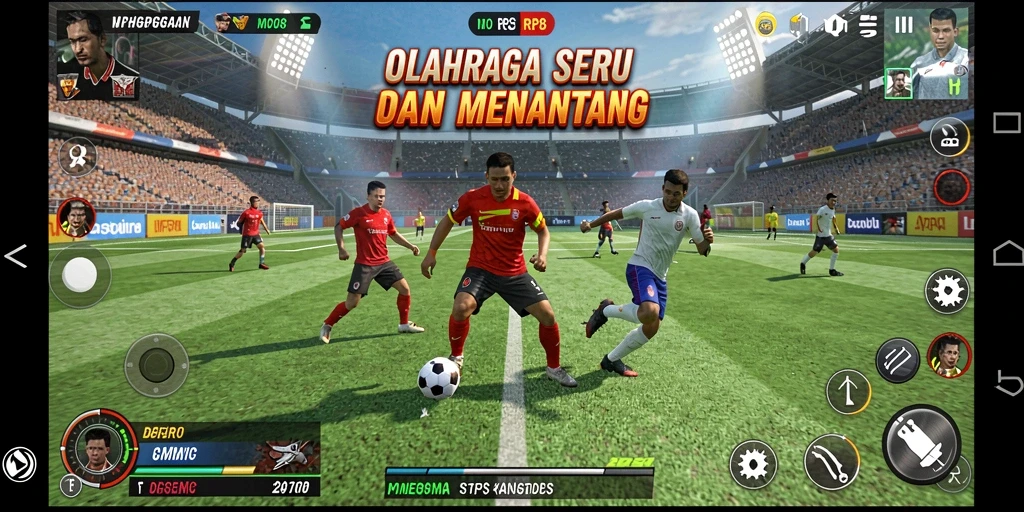 Tangkapan layar RP8 menunjukkan aksi olahraga yang mendebarkan.