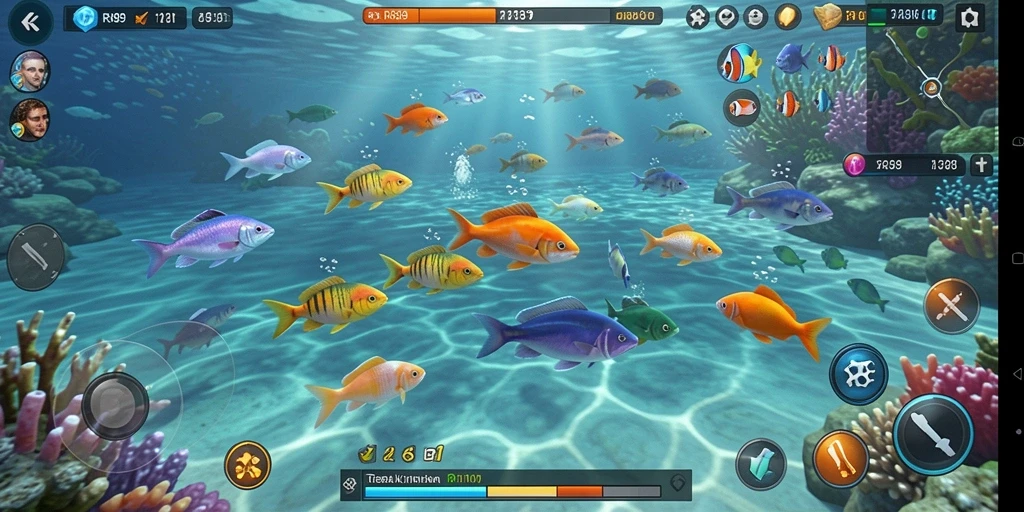 Screenshot utama RR89 menampilkan aksi seru saat menangkap ikan.