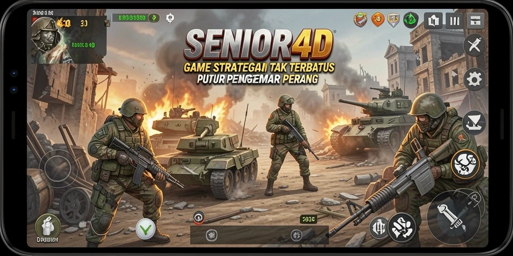 Screenshot utama dari gameplay <strong>SENIOR4D</strong> yang menunjukkan strategi pertempuran yang mendebarkan.