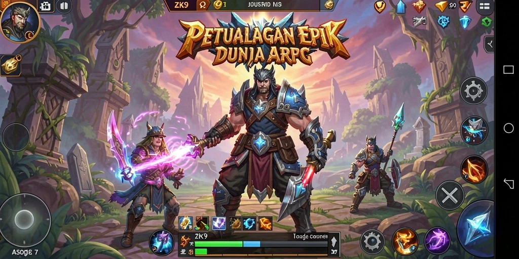 Screenshot gameplay ZK9 menampilkan pertarungan epik dan grafis menakjubkan.